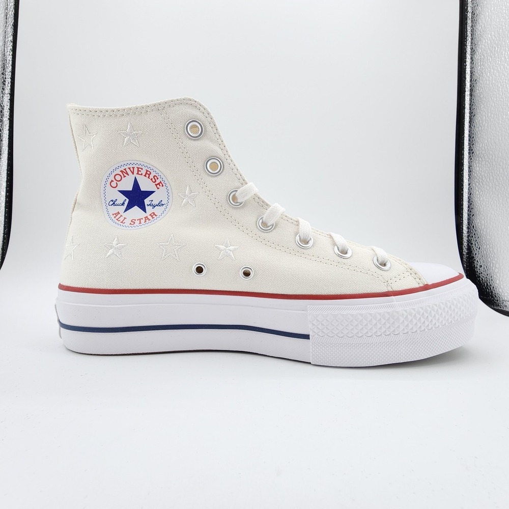 Converse Chuck Taylor All Star Lift Platform Womens 9 Vintage White Stars NEW - Picture 2 of 10